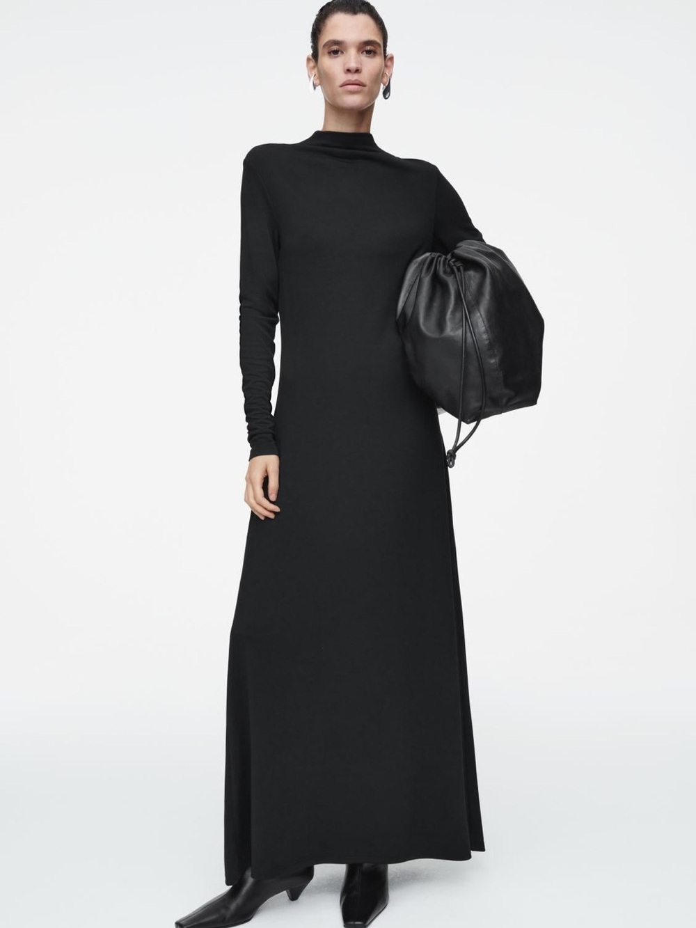 COS Minimalist Long-Sleeve Cowl Neck Maxi Dress